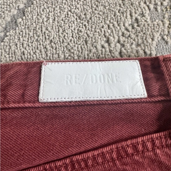 Redone jeans High Rise Button Fly Straight Leg Jeans Washed Brick Red 30 - Picture 8 of 10